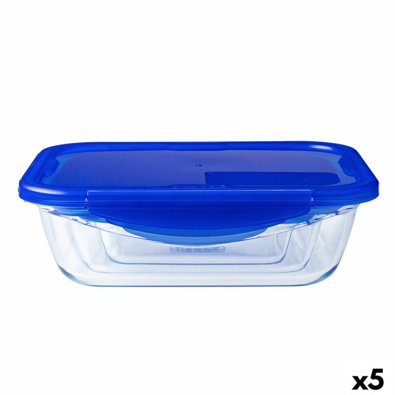 Fiambrera Hermu00e9tica Pyrex Cook & Go Azul 1,7 L 24 x 18 cm Vidrio (5 Unidades)