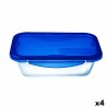 Fiambrera Hermu00e9tica Pyrex Cook&go 30 x 23 cm 3,3 L Rectangular Azul Vidrio (4 Unidades)