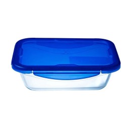 Fiambrera Hermu00e9tica Pyrex Cook&go 30 x 23 cm 3,3 L Rectangular Azul Vidrio (4 Unidades)