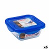 Fiambrera Hermu00e9tica Pyrex Cook & Go 16,7 x 16,7 x 7 cm Azul 850 ml Vidrio (6 Unidades)