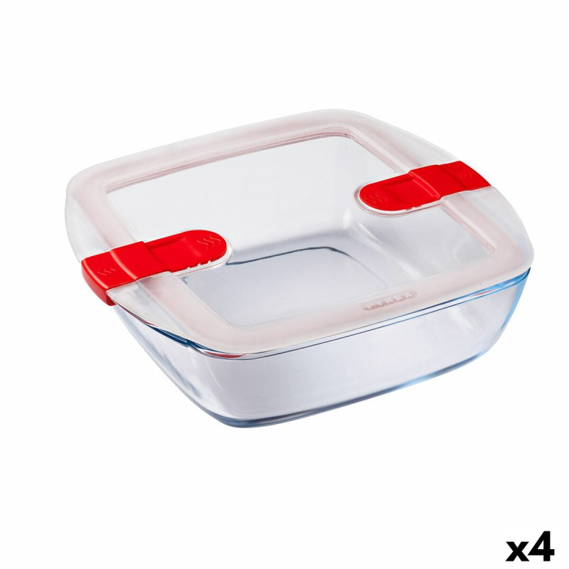 Fiambrera Hermu00e9tica Pyrex Cook & Heat 25 x 22 x 7 cm 2,2 L Transparente Vidrio (4 Unidades)