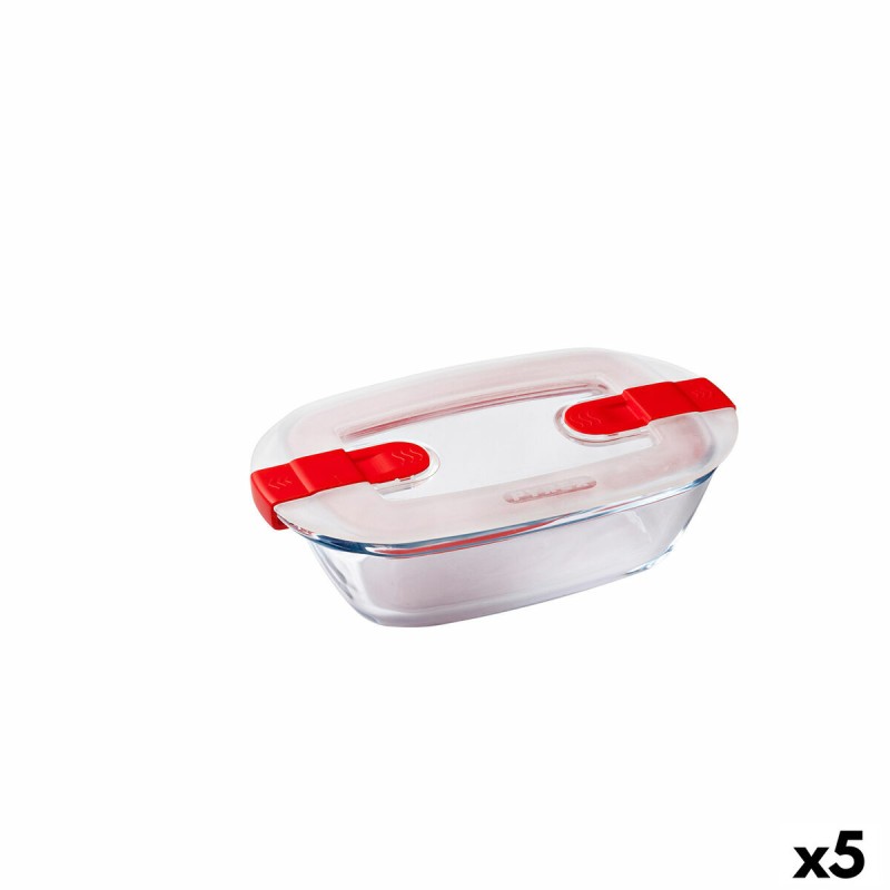 Fiambrera Hermu00e9tica Pyrex Cook & Heat Rectangular 400 ml 17 x 10 x 5 cm Transparente Vidrio (5 Unidades)