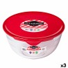 Fiambrera Redonda con Tapa u00d4 Cuisine Prep&store Ocu Rojo 1 L 17 x 17 x 9 cm Vidrio (3 Unidades)