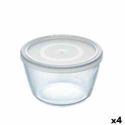 Fiambrera Redonda con Tapa Pyrex Cook & Freeze 1,1 L 15 x 15 x 10 cm Transparente Silicona Vidrio (4 Unidades)