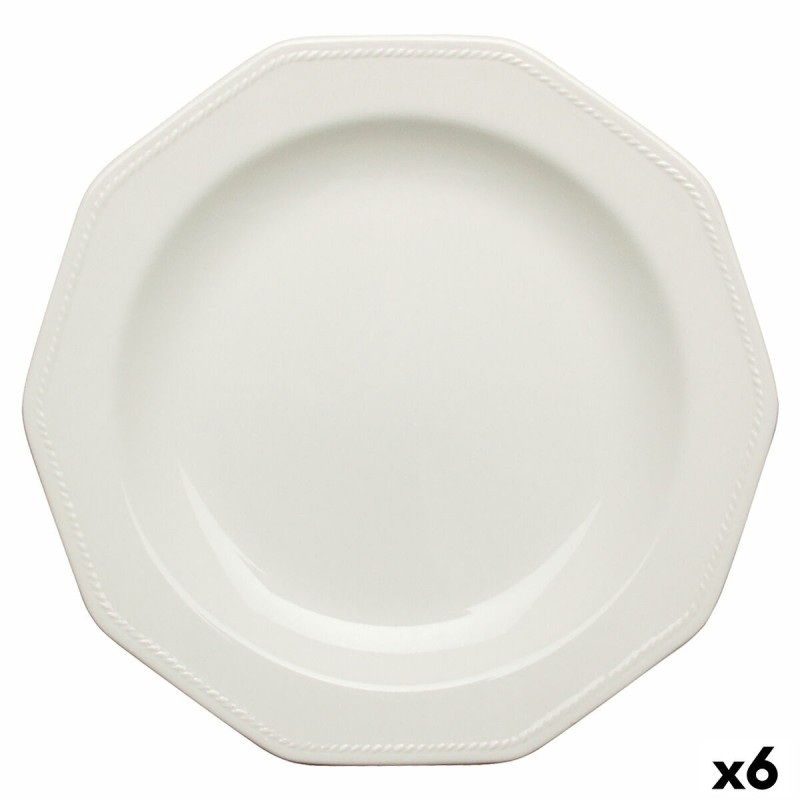 Plato Llano Churchill Artic White Ceru00e1mica Blanco Loza u00d8 27 cm (6 Unidades)