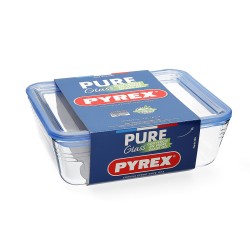 Fiambrera Hermu00e9tica Pyrex Pure Glass Transparente Vidrio (2,6 L) (4 Unidades)