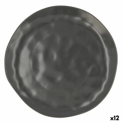 Plato Llano Bidasoa Cosmos Ceru00e1mica Negro (u00d8 26 cm) (12 Unidades)