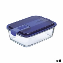 Fiambrera Hermu00e9tica Luminarc Easy Box Azul Vidrio (6 Unidades) (1,22 L)