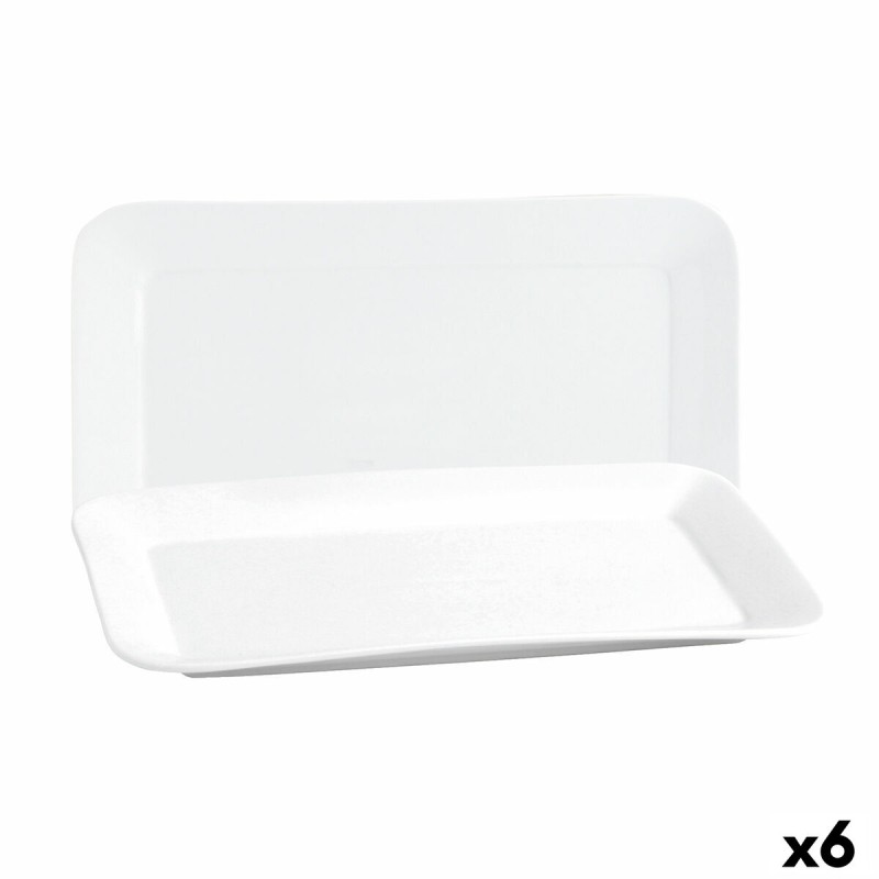 Fuente de Cocina Quid Basic Rectangular Ceru00e1mica Blanco (25,9 x 15 cm) (6 Unidades)