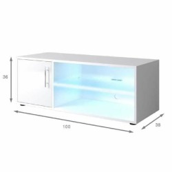 Mueble de TV 100 x 38 x 36 cm Metal Blanco Melamina