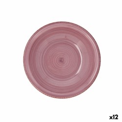 Plato Hondo Quid Vita Peoni Ceru00e1mica Rosa u00d8 21,5 cm (12 Unidades)