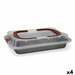 Molde para Horno Quid Sweet Grey Negro Metal 36 x 23 x 4,5 cm Con Tapa (4 Unidades)