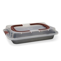 Molde para Horno Quid Sweet Grey Negro Metal 36 x 23 x 4,5 cm Con Tapa (4 Unidades)