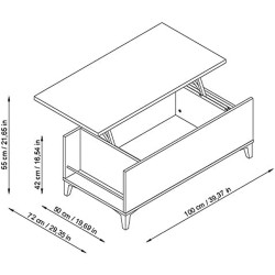 Mesa auxiliar T38147PL11LVO 100 x 50/72 x 42/55 cm Roble