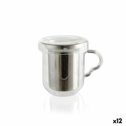 Taza con Filtro para Infusiones Quid Serenia Transparente Vidrio Acero Inoxidable 350 ml (12 Unidades)