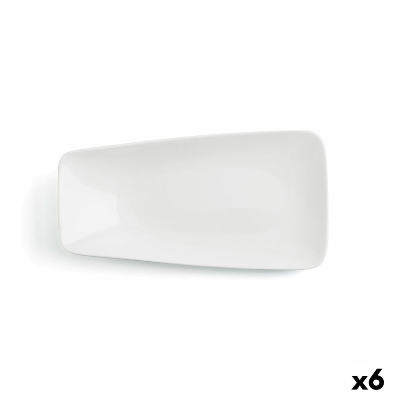 Plato Llano Ariane Vital Rectangular Ceru00e1mica Blanco (38 x 20,4 cm) (6 Unidades)