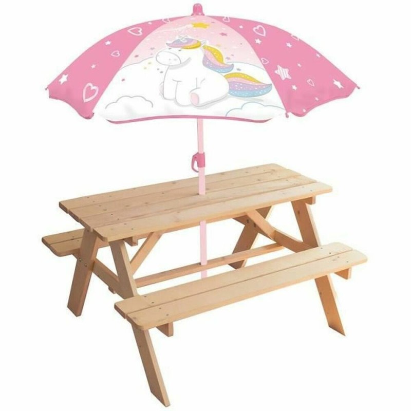 Mesa de picnic Fun House  53 x 95 x 75 cm Sombrilla Unicornio