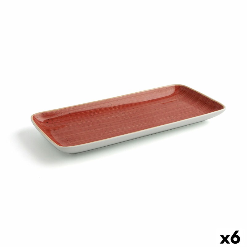 Fuente de Cocina Ariane Terra Rectangular Ceru00e1mica Rojo (36 x 16,5 cm) (6 Unidades)