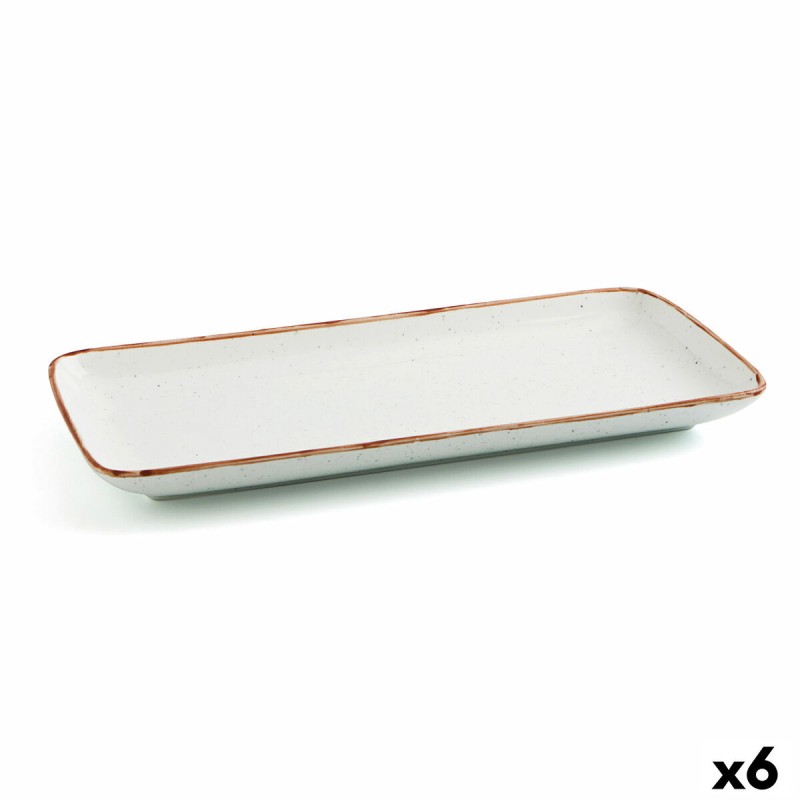 Fuente de Cocina Ariane Terra Rectangular Ceru00e1mica Beige (36 x 16,5 cm) (6 Unidades)