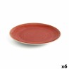 Plato Llano Ariane Terra Ceru00e1mica Rojo (24 cm) (6 Unidades)