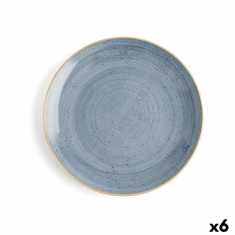 Plato Llano Ariane Terra Ceru00e1mica Azul (u00d8 27 cm) (6 Unidades)