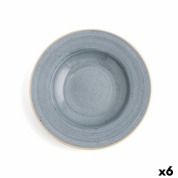 Plato Hondo Ariane Terra Ceru00e1mica Azul (u00d8 26 cm) (6 Unidades)