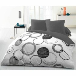 Juego de Sábanas HOME LINGE PASSION Blanco Círculos Gris claro 220 x 240 cm