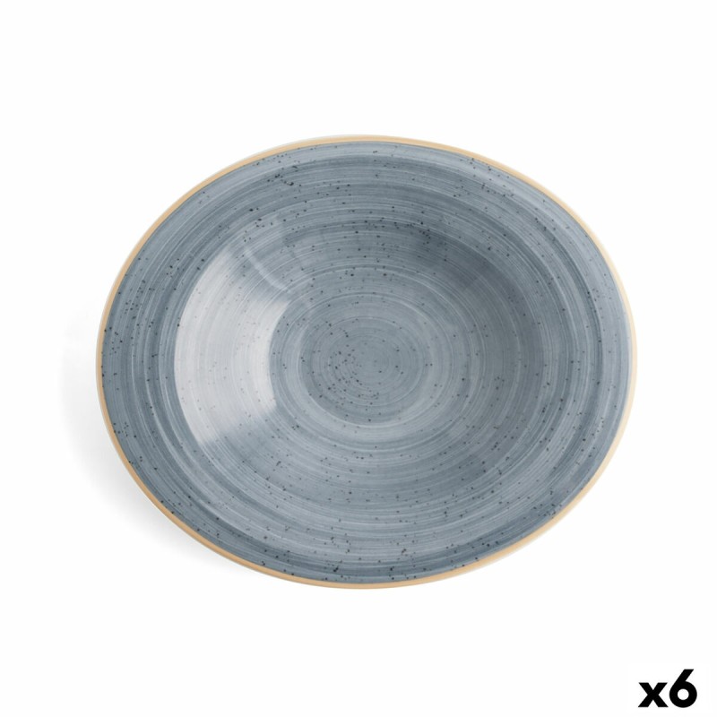 Plato Hondo Ariane Terra Ceru00e1mica Azul (u00d8 29 cm) (6 Unidades)