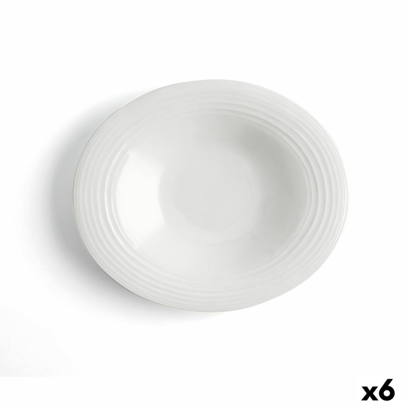 Plato Hondo Ariane A'bordo Ceru00e1mica Blanco (u00d8 29 cm) (6 Unidades)