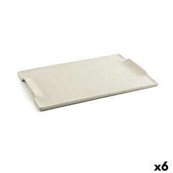 Bandeja de Aperitivos Quid Mineral Gres Beige Ceru00e1mica 35 x 23 cm (6 Unidades)