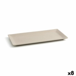 Bandeja de Aperitivos Quid Mineral Gres Beige Ceru00e1mica 15 x 30 cm (8 Unidades)