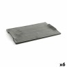 Bandeja de Aperitivos Quid Mineral Gres Negro Ceru00e1mica 35 x 23 cm (6 Unidades)