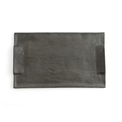 Bandeja de Aperitivos Quid Mineral Gres Negro Ceru00e1mica 30 x 18 cm (6 Unidades)