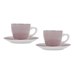 Juego de Tazas con Platos Quid Vita Morning Rosa Ceru00e1mica (4 Piezas) (6 Unidades)