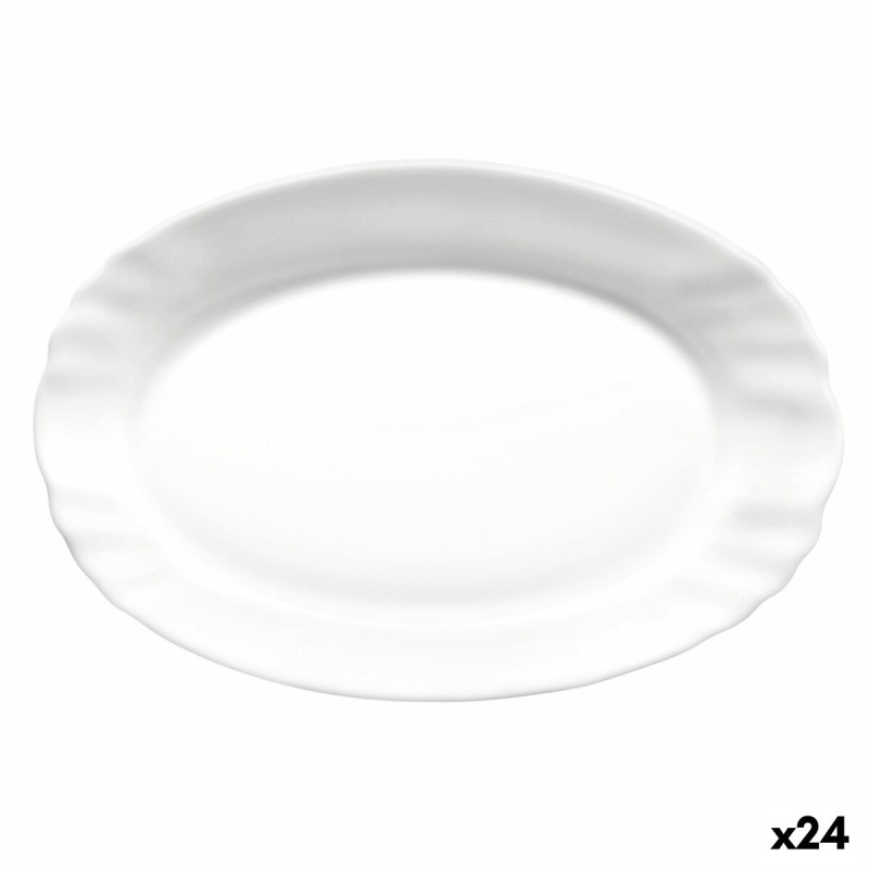 Fuente de Cocina Bormioli Rocco Ebro Ovalado Blanco Vidrio (22 cm) (24 Unidades)