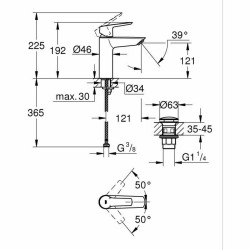 Grifo Monomando Grohe Start M Negro mate Metal