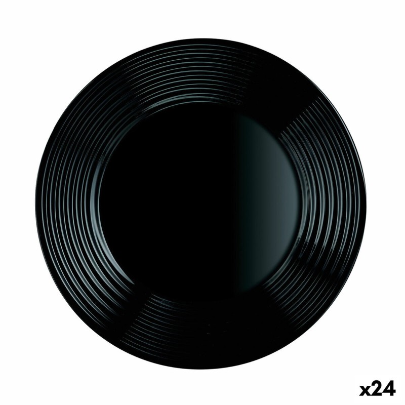 Plato Llano Luminarc Harena Negro Vidrio (25 cm) (24 Unidades)