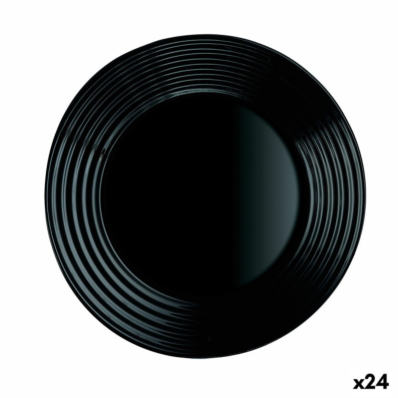 Plato de Postre Luminarc Harena Negro Vidrio (19 cm) (24 Unidades)