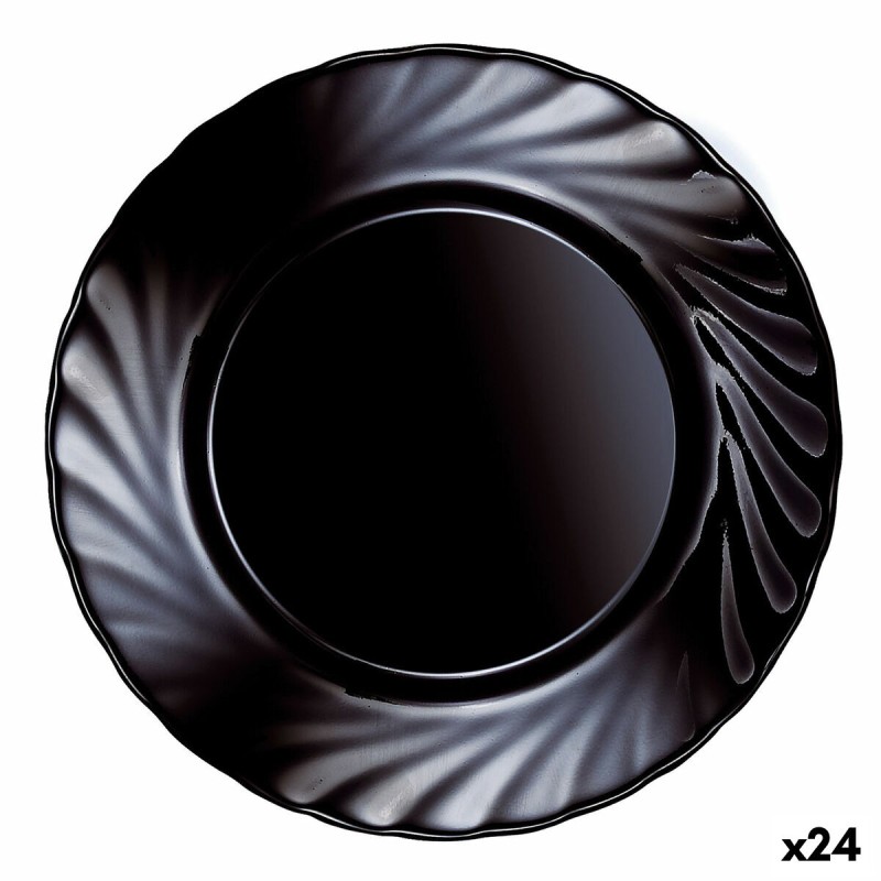 Plato de Postre Luminarc Trianon Negro Vidrio (u00d8 19,5 cm) (24 Unidades)