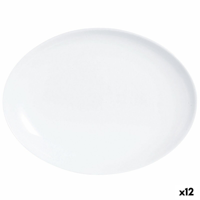 Fuente de Cocina Luminarc Diwali Ovalado Blanco Vidrio (33 x 25 cm) (12 Unidades)