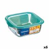 Fiambrera Cuadrada con Tapa Luminarc Keep'n Lagon 10 x 5,4 cm Turquesa 380 ml Bicolor Vidrio (6 Unidades)