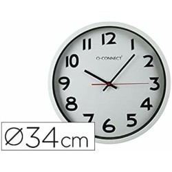 Reloj de Pared Q-Connect KF15591 Plateado Ø 34 cm Plástico