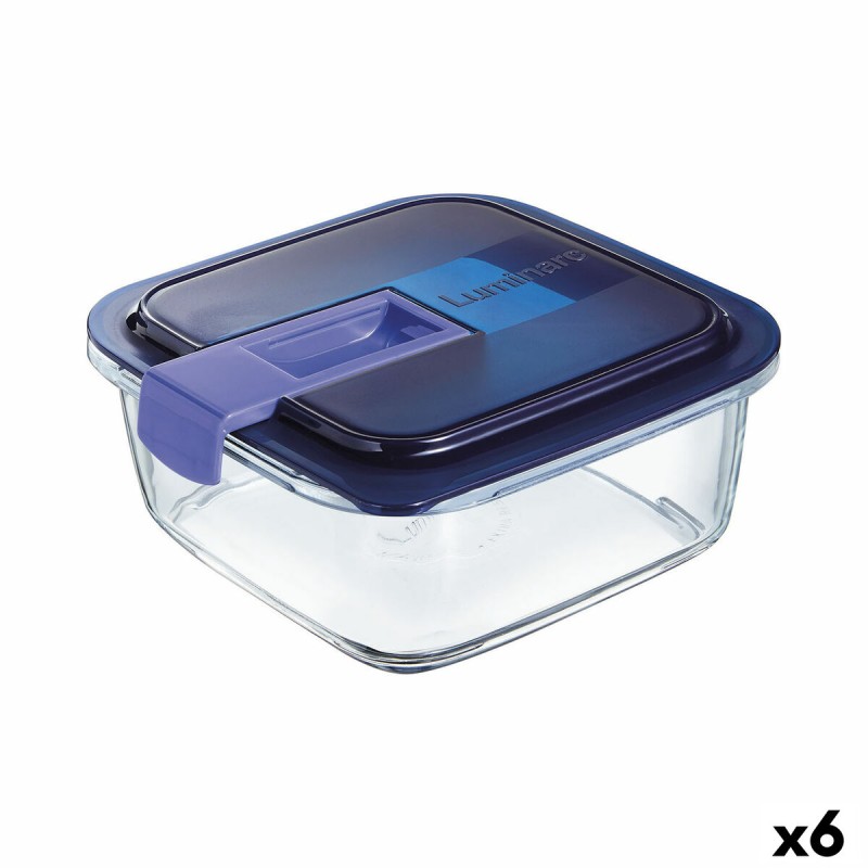 Fiambrera Hermu00e9tica Luminarc Easy Box Azul Vidrio (6 Unidades) (1,22 L)