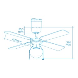 Ventilador de Techo con Luz EDM 33800 Caribe Blanco 50 W