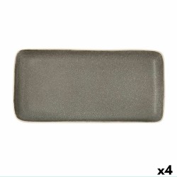 Bandeja de Aperitivos Bidasoa Gio Rectangular Gris 28 x 14 cm Ceru00e1mica (4 Unidades)