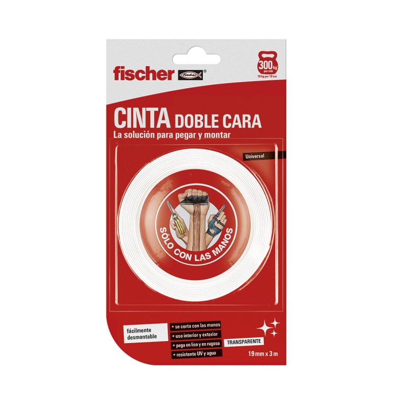 Cinta de Doble Cara Fischer 3 m x 19 mm Blanco