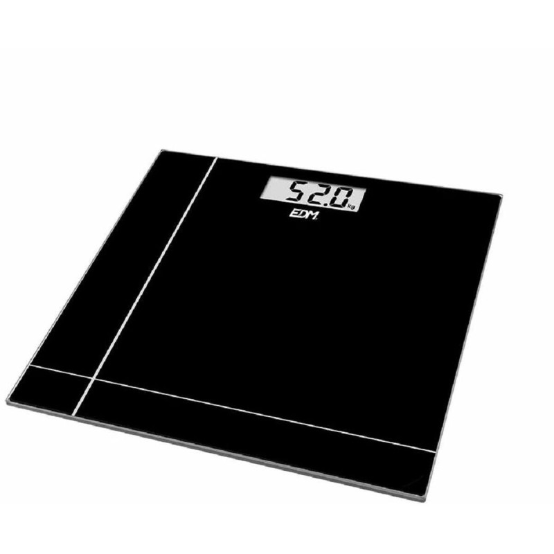 Báscula Digital de Baño EDM Cristal Negro 180 kg (26 x 26 x 2 cm)