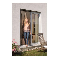 Cortina Mosquitera Schellenberg Puertas Magnético 90 x 210 cm Antracita Fibra de Vidrio