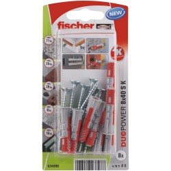 Tacos y tornillos Fischer Duopower 534998 8 x 40 mm 8 Piezas Nailon 1 Pieza