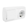 Base de enchufe Solera mur63u Schuko Bipolar Doble Interruptor/Conmutador Blanco Superficie 16 A